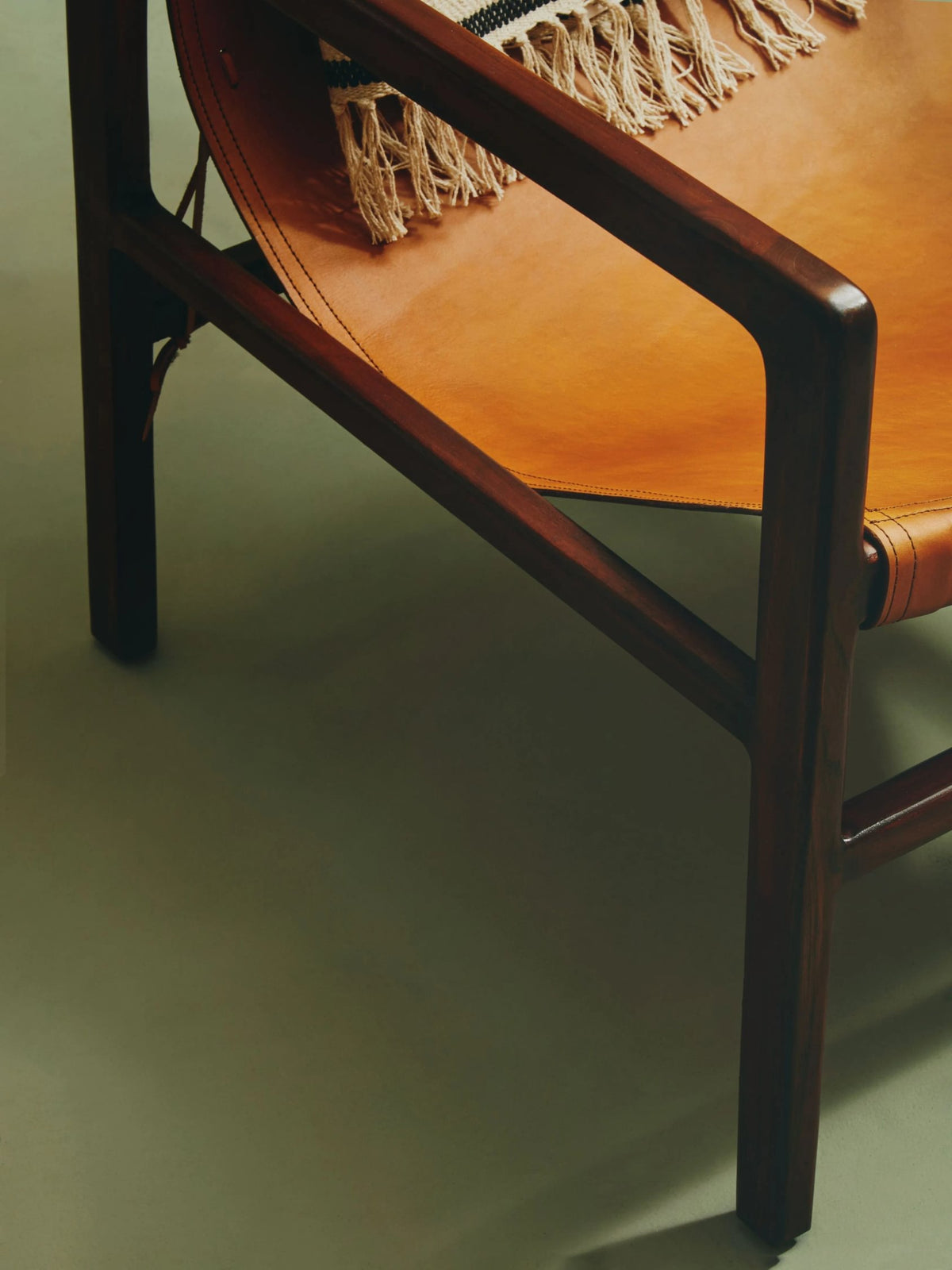 Carlton Antique Brown Leather Sling Chair