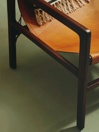 Carlton Antique Brown Leather Sling Chair
