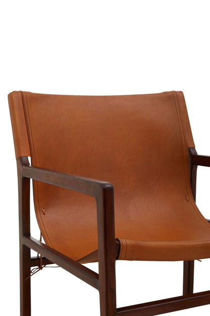 Carlton Antique Brown Leather Sling Chair