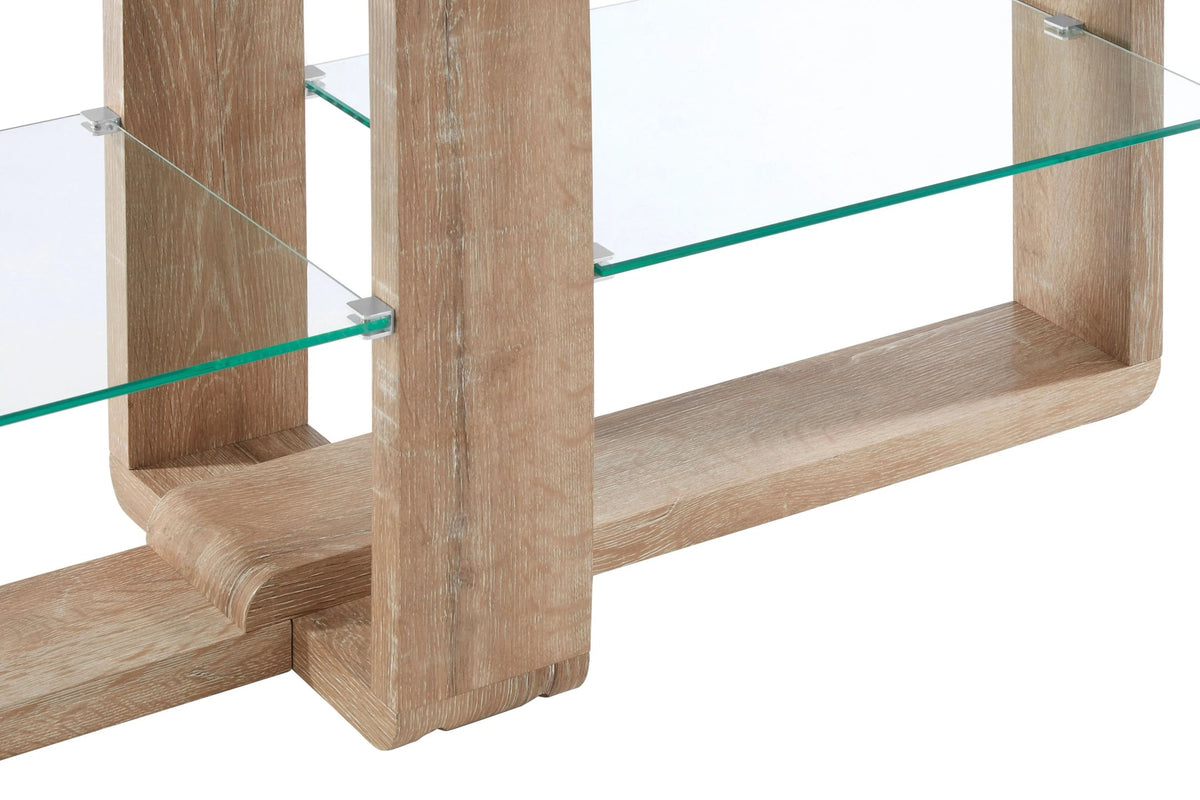 Porto 2 Tier Glass Media Unit with Wood Effect Legs