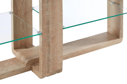 Porto 2 Tier Glass Media Unit with Wood Effect Legs