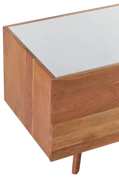 Richmond Acacia Wood and White Marble Media Unit