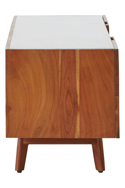 Richmond Acacia Wood and White Marble Media Unit