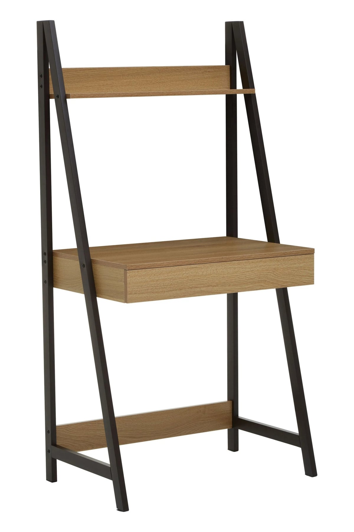 Penzance Natural Oak Effect Desk with Metal Frame