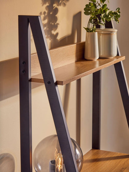 Penzance Natural Oak Effect Desk with Metal Frame