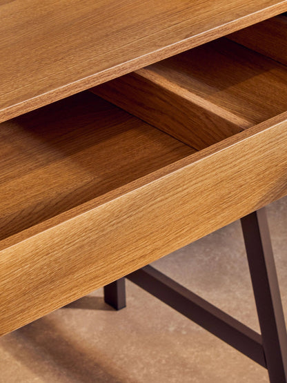 Penzance Natural Oak Effect Desk with Metal Frame