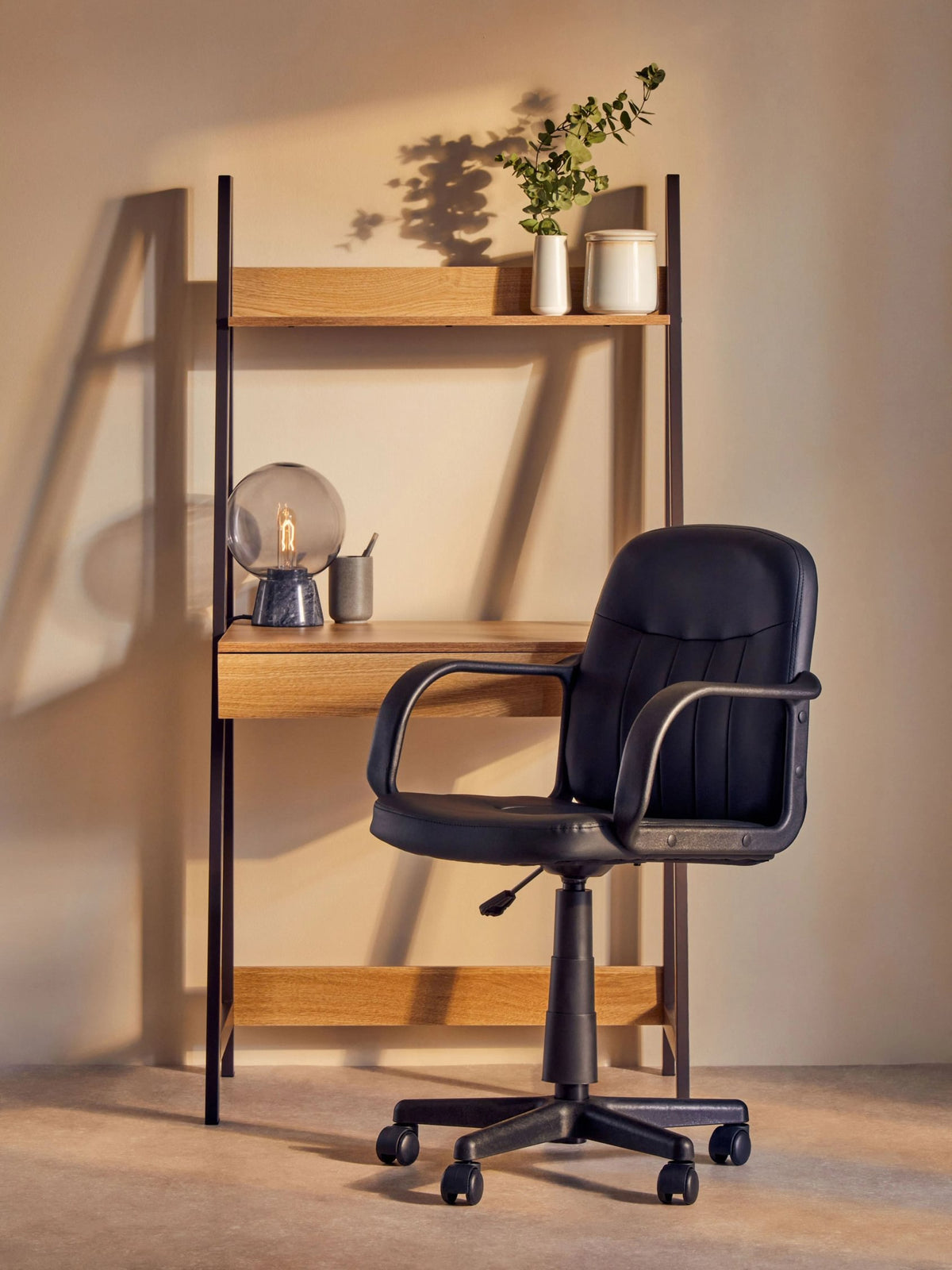 Penzance Natural Oak Effect Desk with Metal Frame