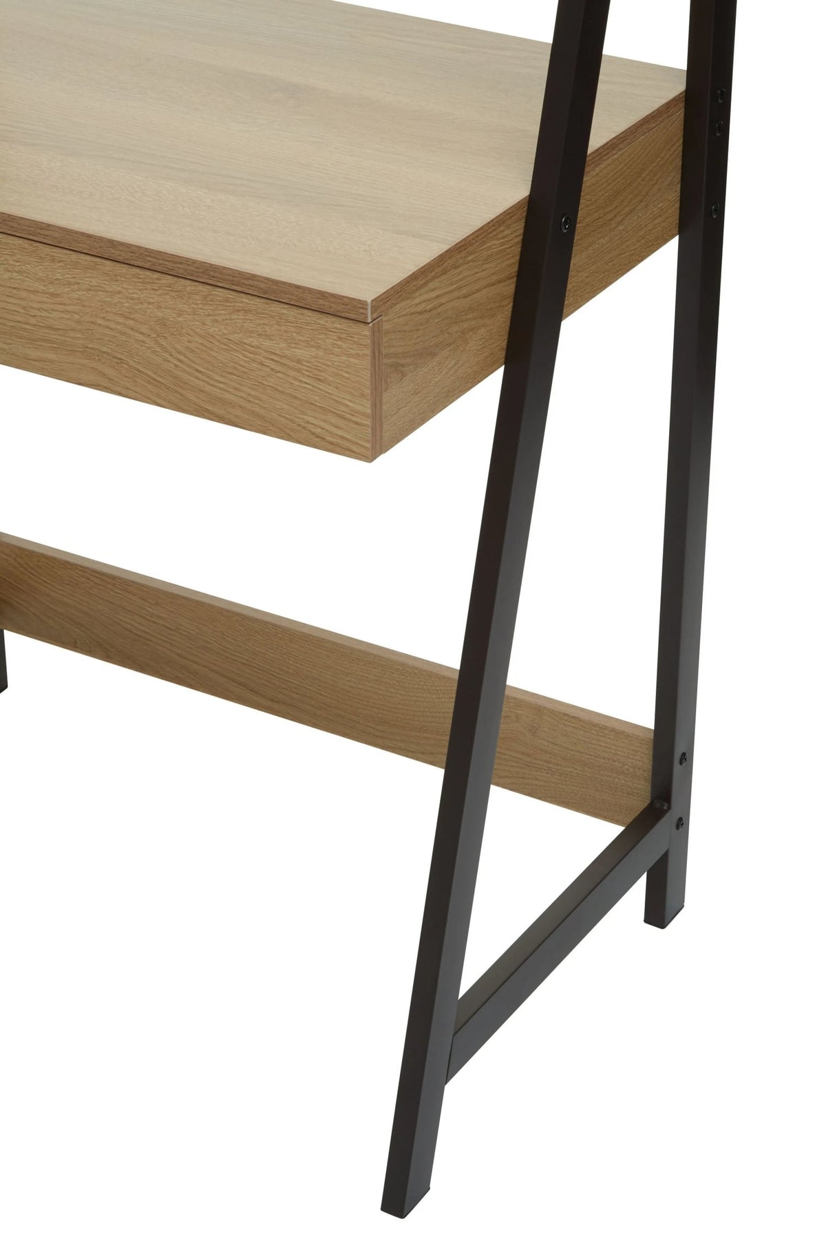 Penzance Natural Oak Effect Desk with Metal Frame