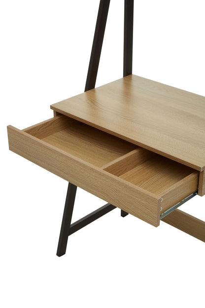 Penzance Natural Oak Effect Desk with Metal Frame