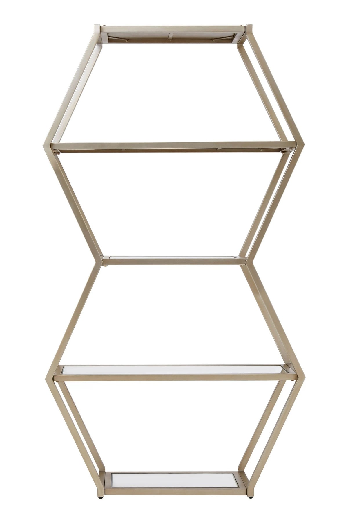 Marazion Champagne Finish Mirrored Stacked Hexagon Shelf Unit