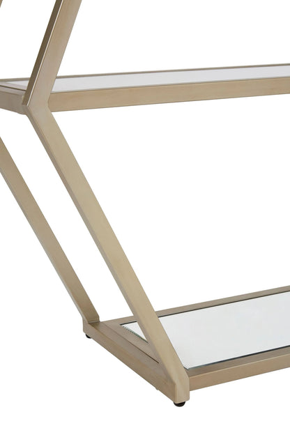 Marazion Champagne Finish Mirrored Stacked Hexagon Shelf Unit