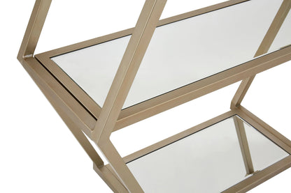Marazion Champagne Finish Mirrored Stacked Hexagon Shelf Unit