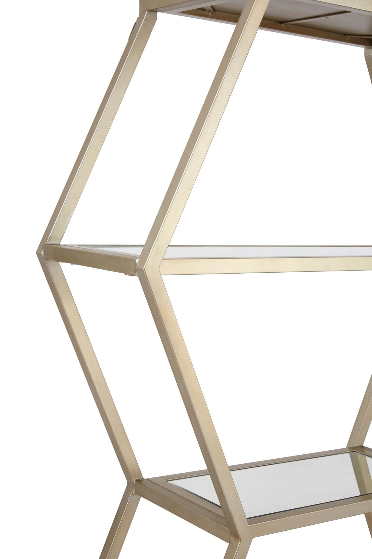 Marazion Champagne Finish Mirrored Stacked Hexagon Shelf Unit