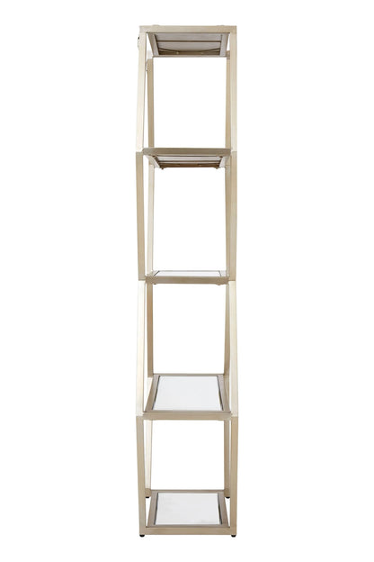 Marazion Champagne Finish Mirrored Stacked Hexagon Shelf Unit