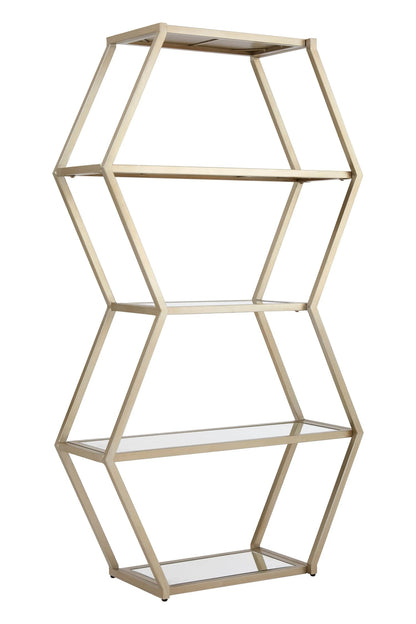 Marazion Champagne Finish Mirrored Stacked Hexagon Shelf Unit