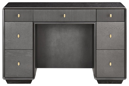Rye Wood Veneer Seven Drawer Dressing Table 