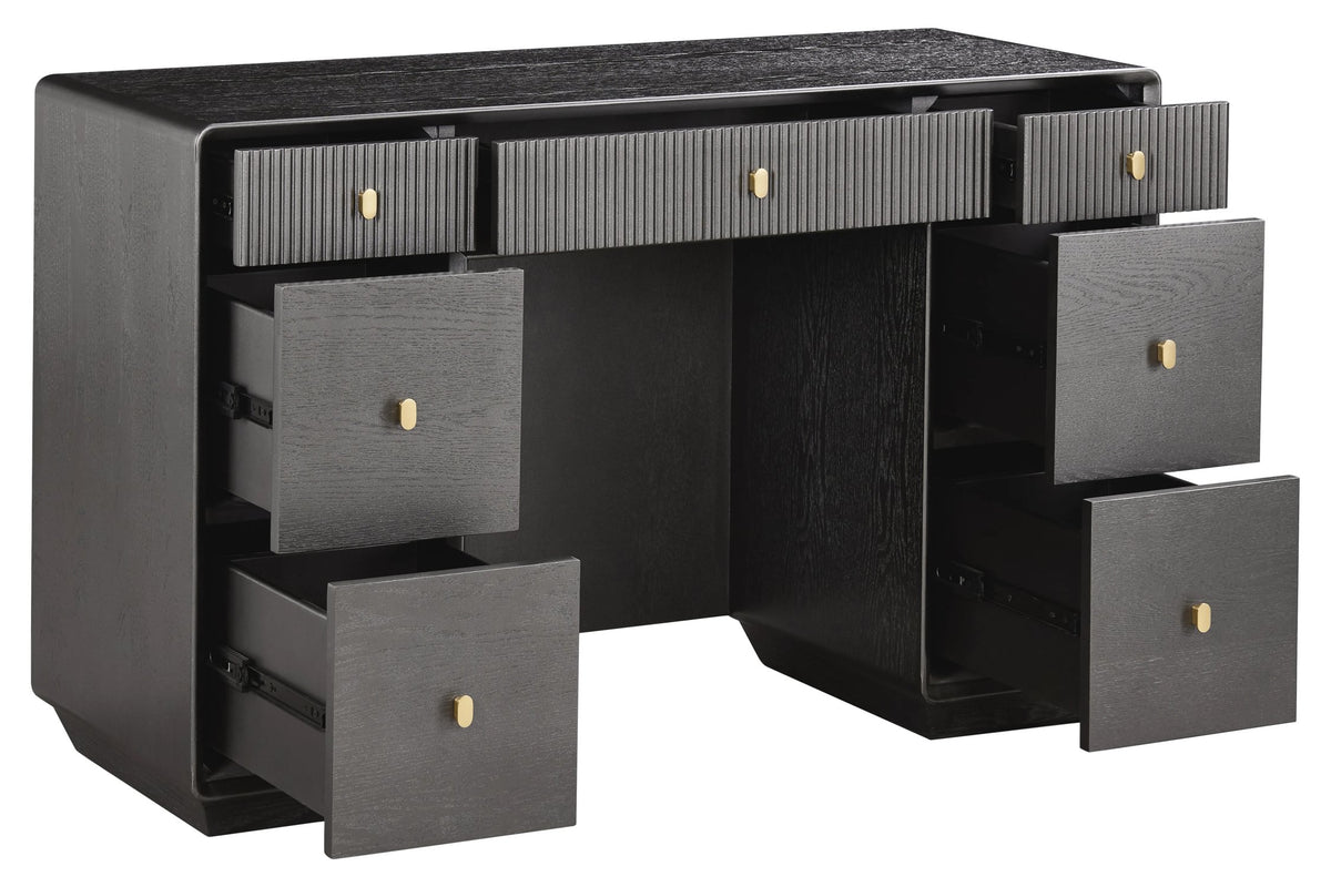 Rye Wood Veneer Seven Drawer Dressing Table 