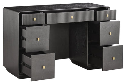 Rye Wood Veneer Seven Drawer Dressing Table 