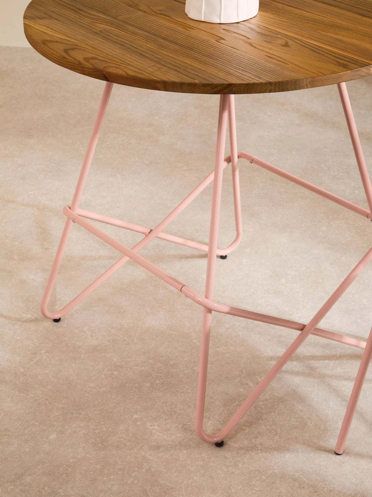 Madison Metal and Elm Wood Round Dining Table 