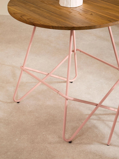 Madison Metal and Elm Wood Round Dining Table 