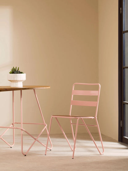 Madison Metal and Elm Wood Round Dining Table 
