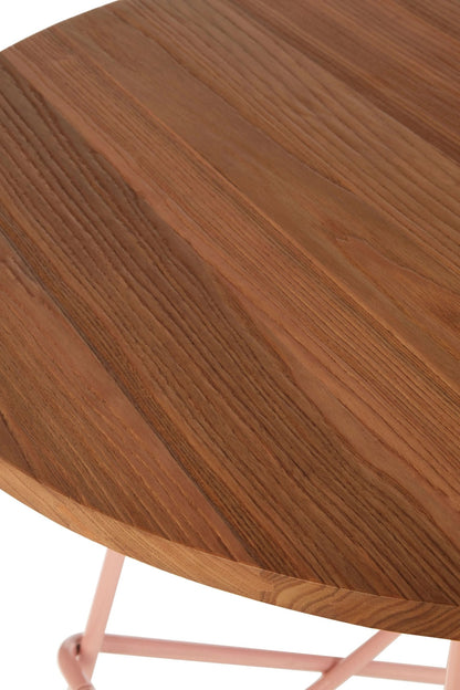 Madison Metal and Elm Wood Round Dining Table 