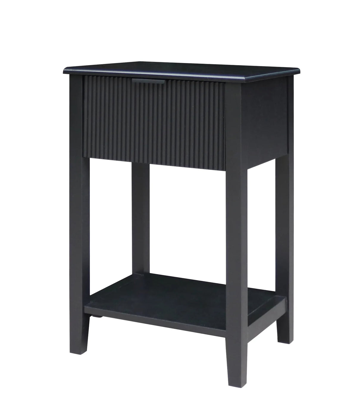 Savoy Black Ridge Detail One Drawer Wooden Bedside Table