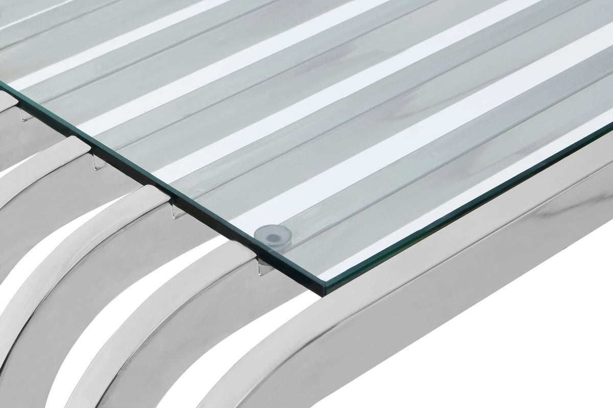 Valencia Slatted Console Table #colour_silver