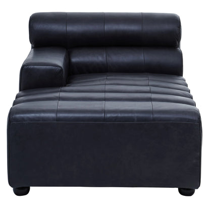 Bath Antique Black Leather Modular Chaise Sofa (left-hand)