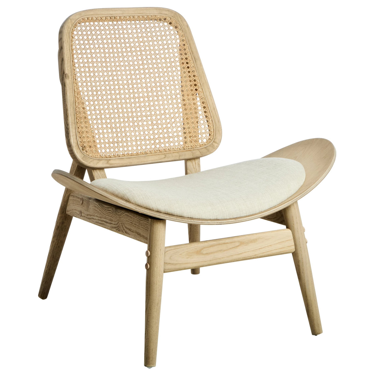 Harrogate Fabric and Washed Elm Wood Chair with Cane Back 