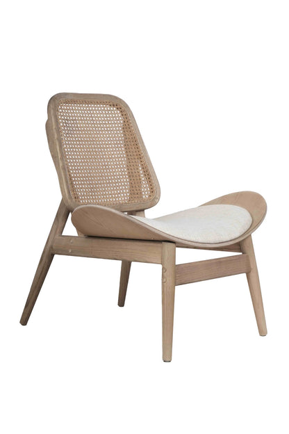 Harrogate Fabric and Washed Elm Wood Chair with Cane Back 