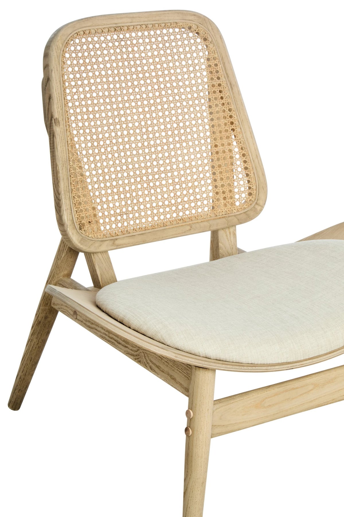 Harrogate Fabric and Washed Elm Wood Chair with Cane Back 