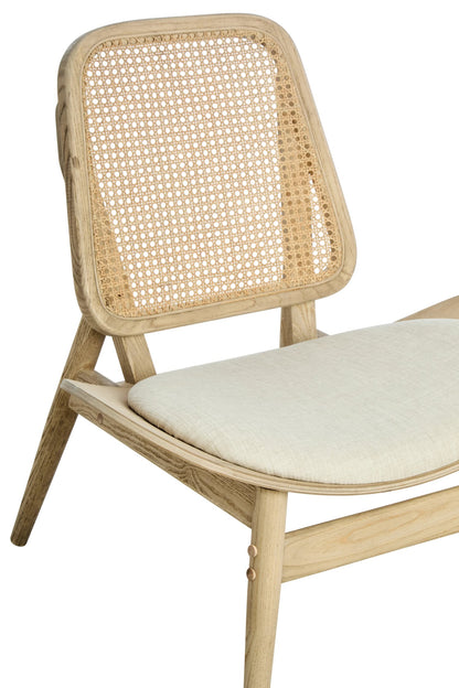 Harrogate Fabric and Washed Elm Wood Chair with Cane Back 