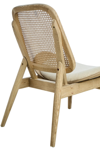 Harrogate Fabric and Washed Elm Wood Chair with Cane Back 