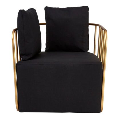Swanage Black Linen and Gold Frame Chair