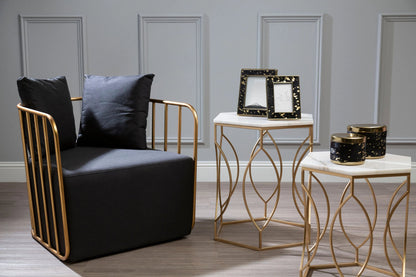 Swanage Black Linen and Gold Frame Chair