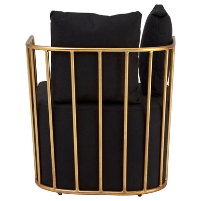 Swanage Black Linen and Gold Frame Chair