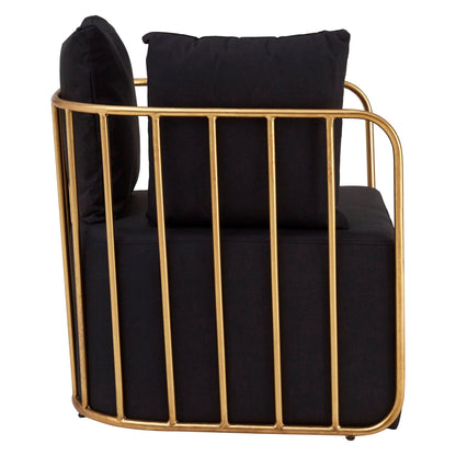 Swanage Black Linen and Gold Frame Chair