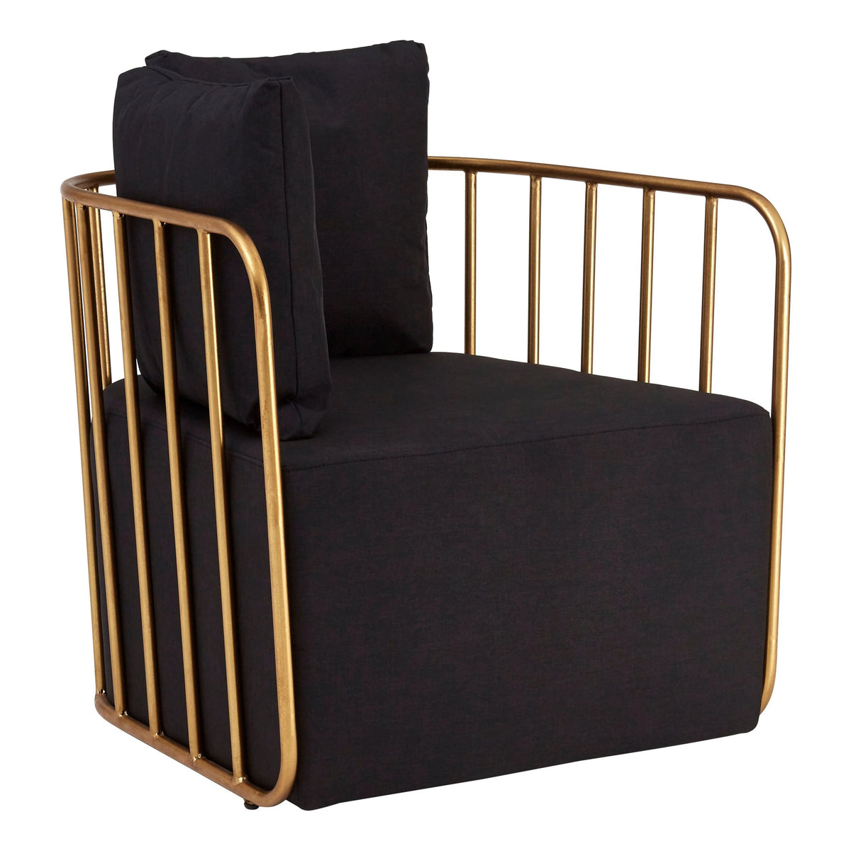 Swanage Black Linen and Gold Frame Chair