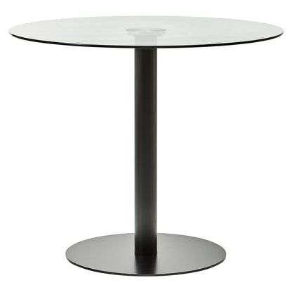 Halifax Round Glass and Matt Black Dining Table