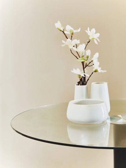 Halifax Round Glass and Matt Black Dining Table