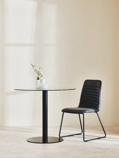 Halifax Round Glass and Matt Black Dining Table