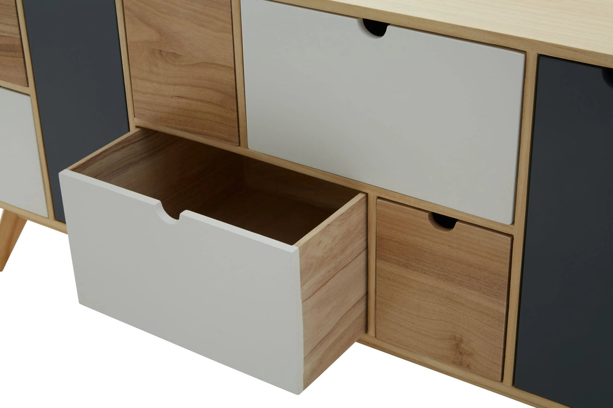 Sherborne Tri Colour Chest of 6 Drawers and 2 Doors Cabinet