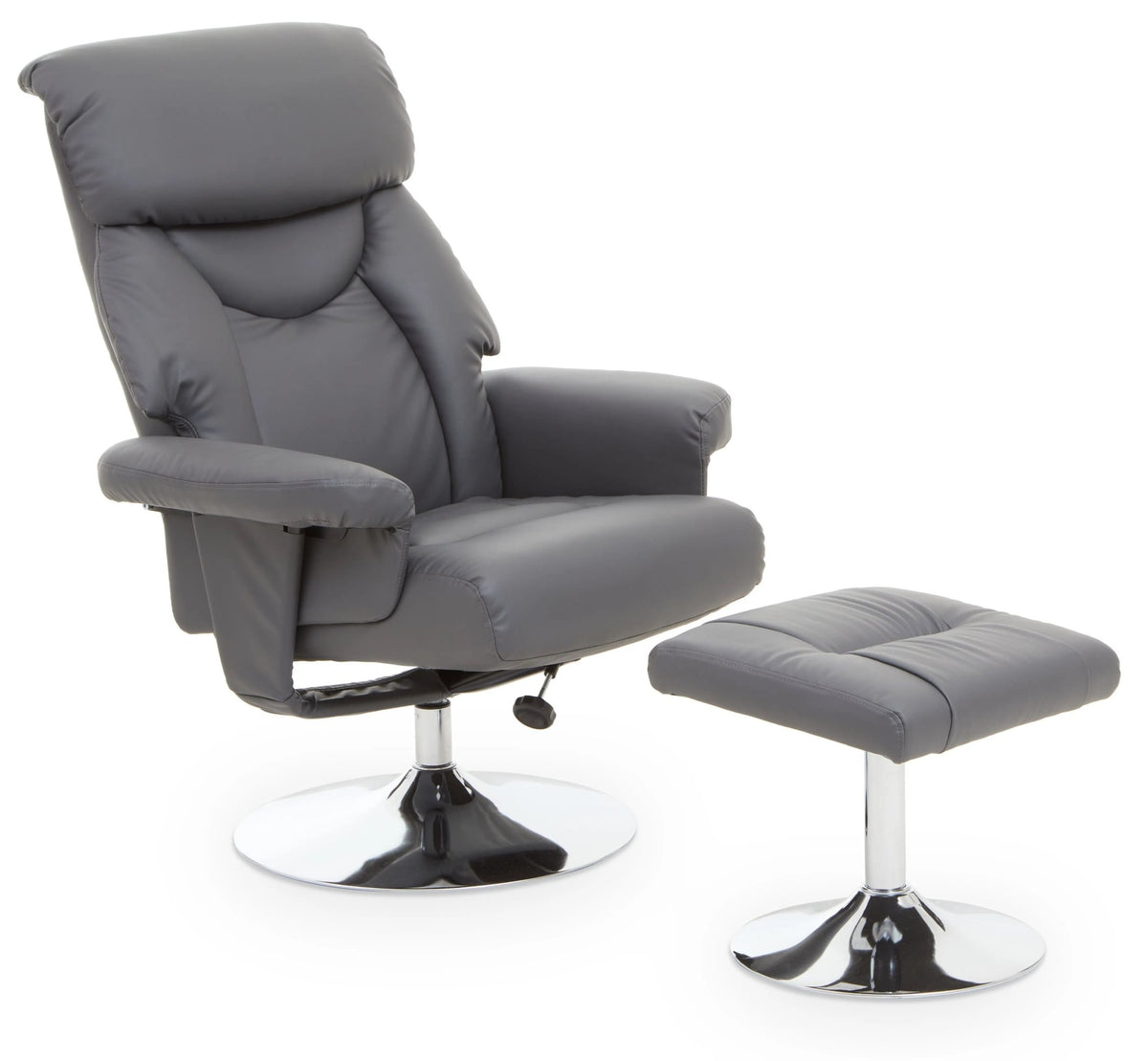 Nantwich Leather Effect Reclining Chair and Footstool #colour_grey
