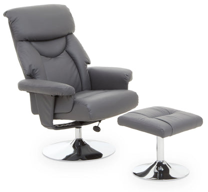 Nantwich Leather Effect Reclining Chair and Footstool 