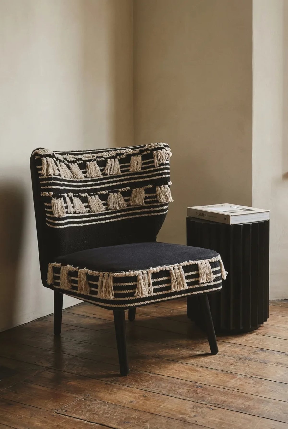 Granada Black and White Textured Fabric Chair