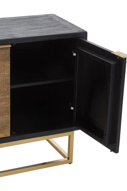 Milan Black and Natural Oak Wood Three Door Sideboard