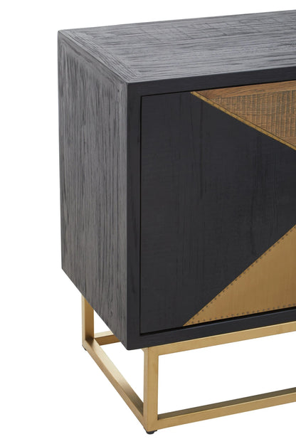 Milan Black and Natural Oak Wood Three Door Sideboard