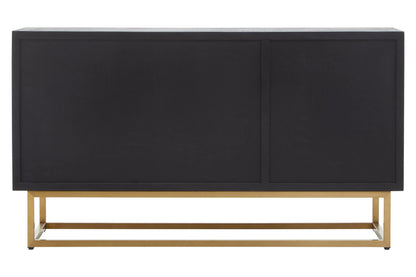 Milan Black and Natural Oak Wood Three Door Sideboard
