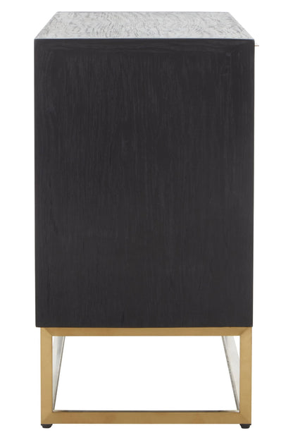 Milan Black and Natural Oak Wood Three Door Sideboard
